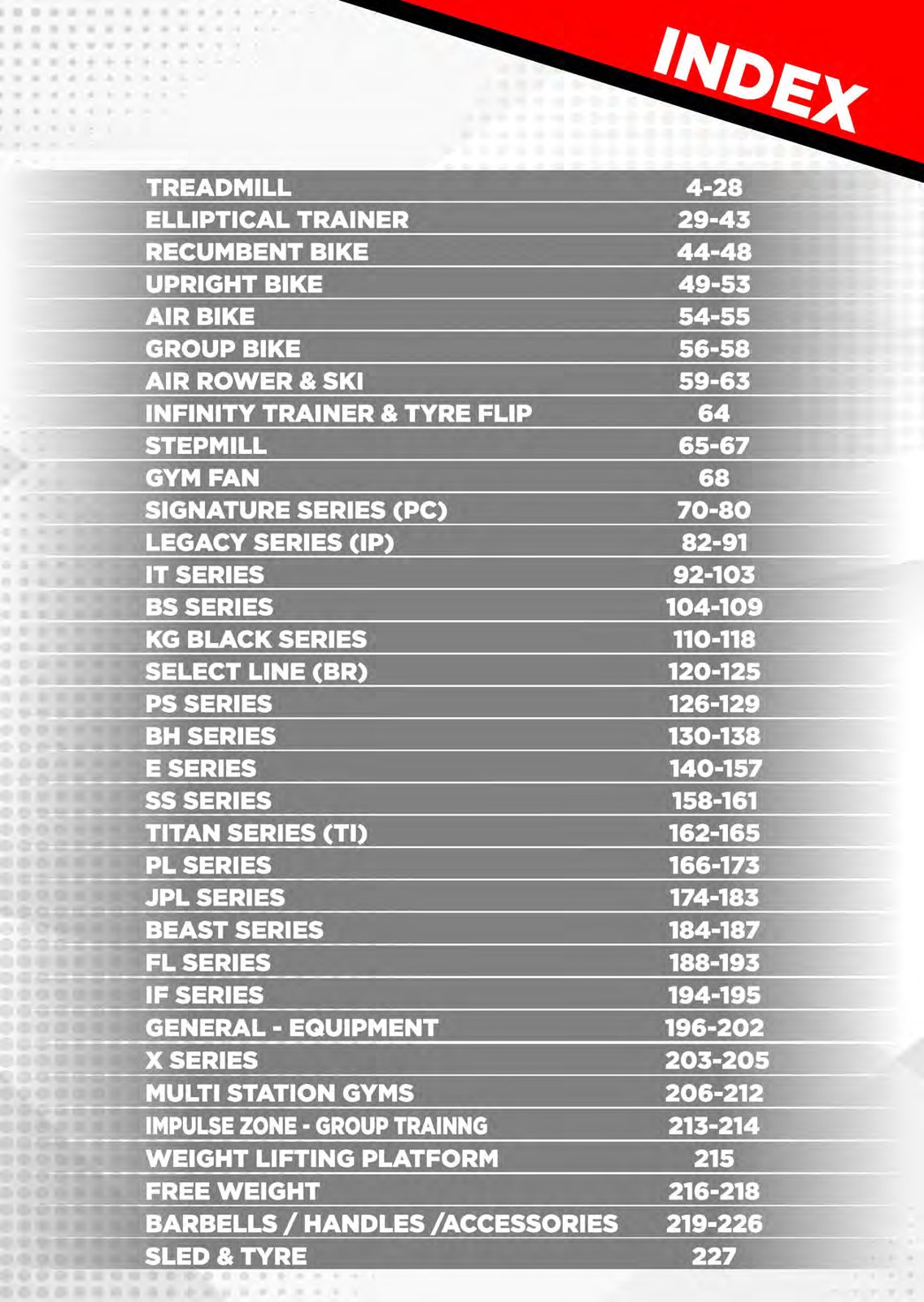 Viva Fitness catalogue index